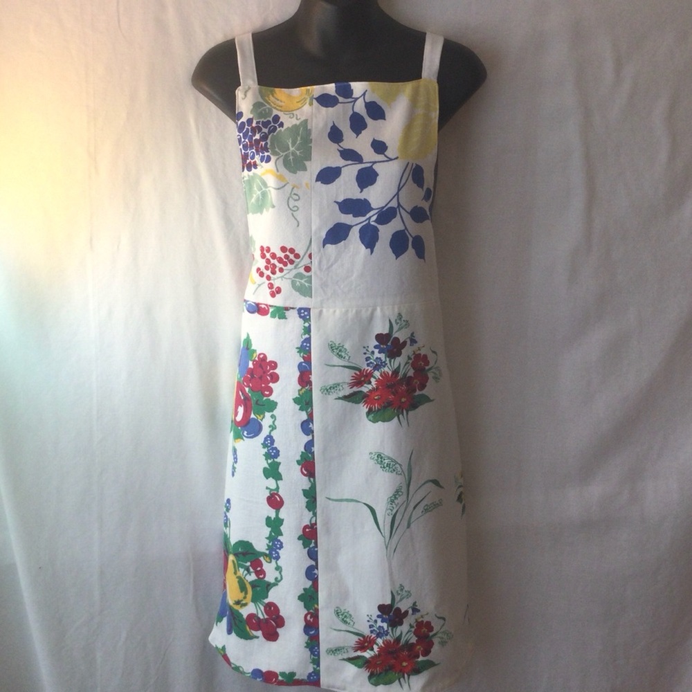 Handmade Patchwork Apron Using Vintage Linens - image 1